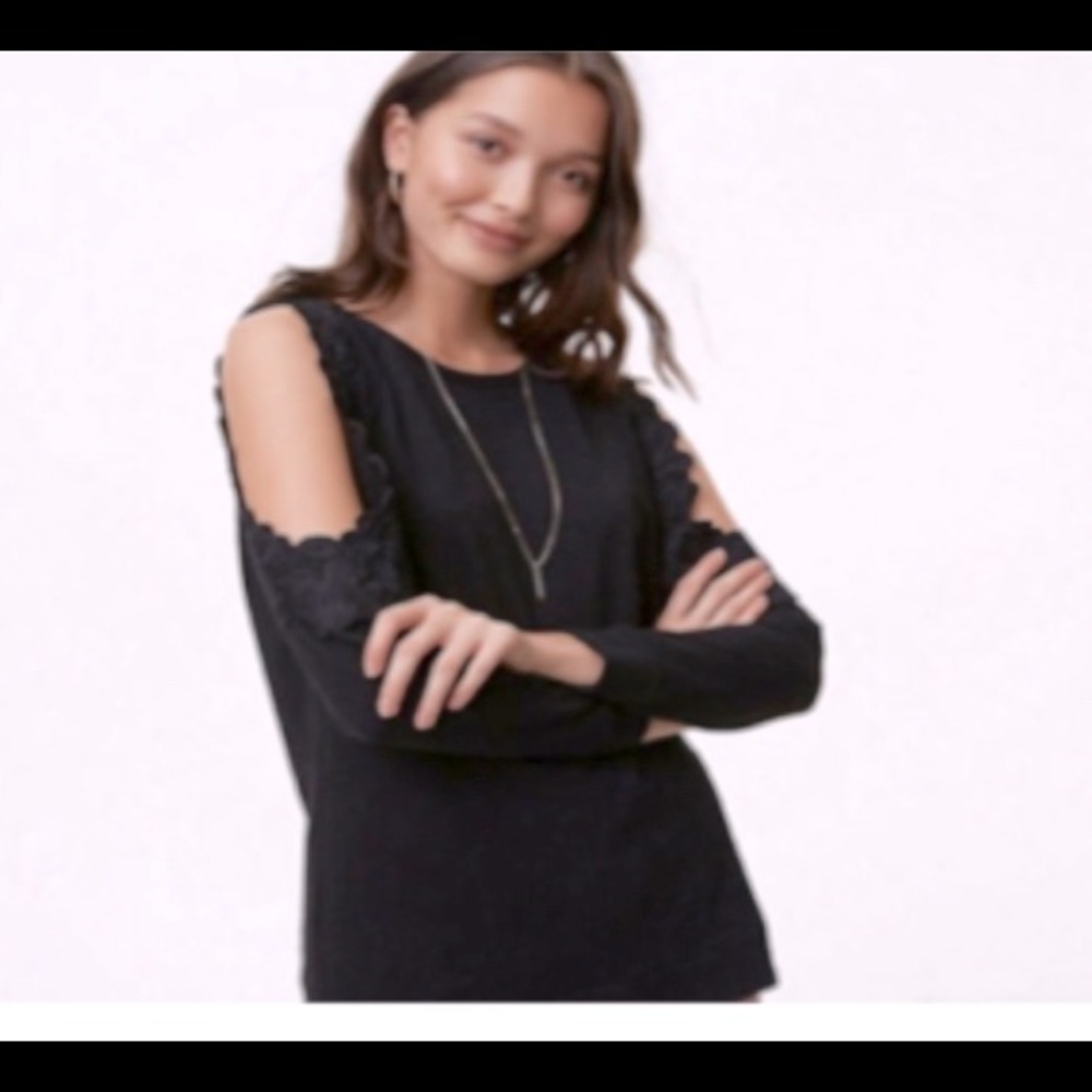 Ann Taylor Loft black cold shoulder sweatshirt